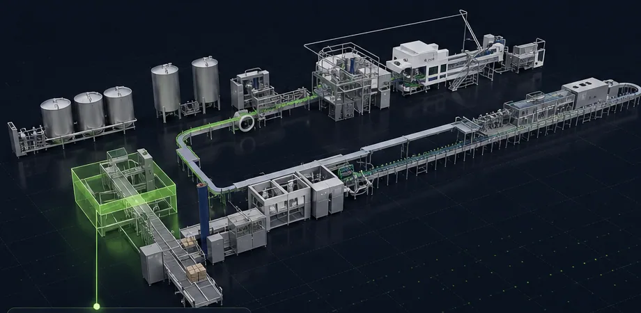 Isometric beverage production line